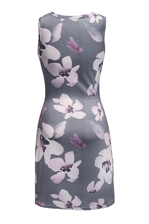 Print Hollow Out Twist Bodycon Mini Dress